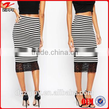 Lace Hem Midi Pencil Skirt for woman