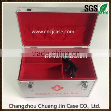 portable aluminum medical case with red velvet inside