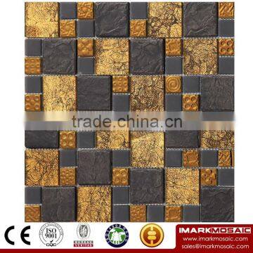 IMARK Electroplated Color Glass Mix Ceramic Mosaic Tiles (IXGC8-089) for back splash mosaic wall art