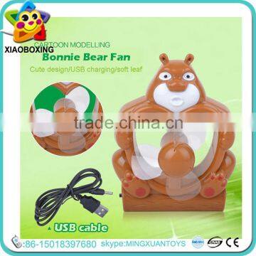 Cartoon bear design mini usb rechargeable electric table fan toys for sale