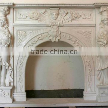 Luxurious decorative for home and hotel marble fireplace with statue