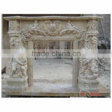 Travertine Fireplace Mantel With Statue