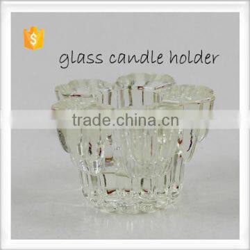 2015 new design five flower glass candle holder/crystal candle holder