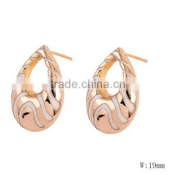 SRE0064 Alibaba Wholesale Resin Setting Gold Hollow Stainless Steel Teardrop Earring