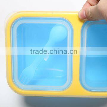 3 Compartment Portable Silicone Collapsible Microwave Lunch Box Food Storage Box photo-5
