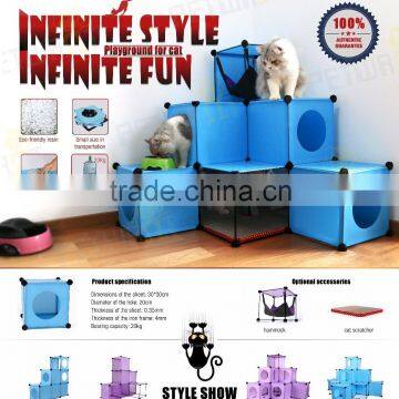 New Promotion Multifunctional Cat House Condos Kitty Cube Hideout With Scracher and Hammock Manufacturer in China