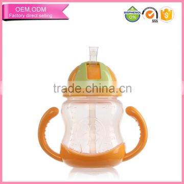 Export easy to grip plastic pp training drink straw bottle for baby child