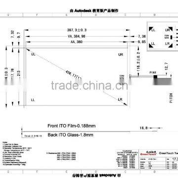 Customized touch screen 17.3 inch 5 wire resistive touch screen with USB/RS232 interface