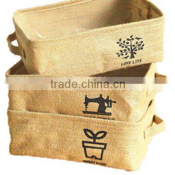 Eco-Friendly Jute Basket with Handles,Jute Storage Bin,Toy Storage Basket for organizing Toys