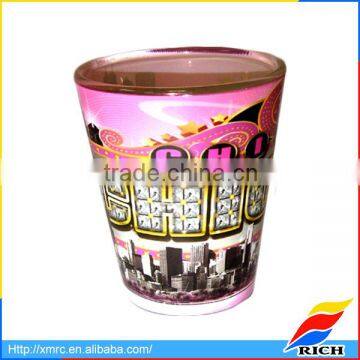 New design pink wholesale colored glass shot glasses for cheap