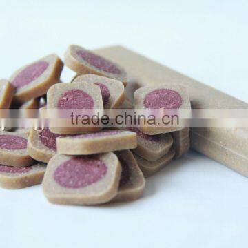 dry fish (dog treat pieces shaped bull eyes)