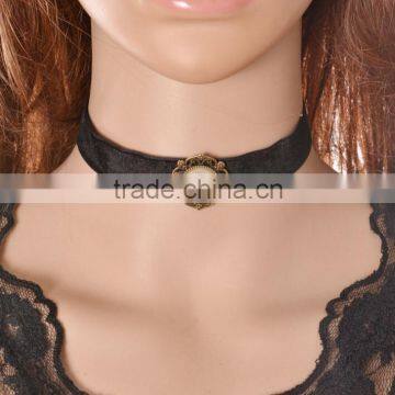 Wholesale Black Color Wide Ribbon Collar Necklace #F-1572