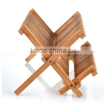 Bamboo Scissor Style Folding Dish Rack /Flatware Holder Set.