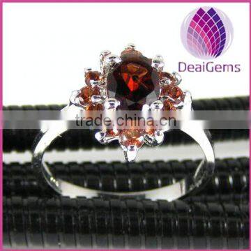 European and American style Ring sterling silver with garnet