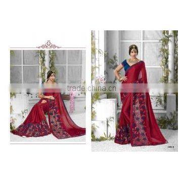 Inviting Red Georgettes Designer Saree/famous Indian Saree Designers photo-5
