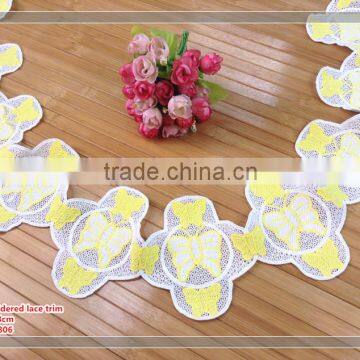 100% Polyester Embroidery YELLOW COLOR Lace Trim