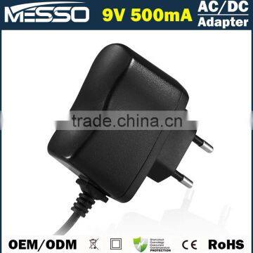 9V 500mA Adapter 100V-240V 4.5W Switching Power Supply with Global Plug