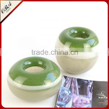 Wholesale imitation natural jade mouth blown art egg shaped glass vase