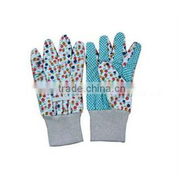 Cotton Garden Glove With PVC Dots On Palm Knit Wrist