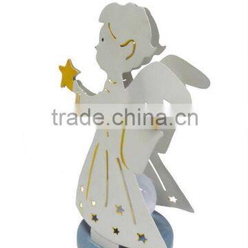 XY13605 handicraft small metal candle holder, angel statue outdoor decoration