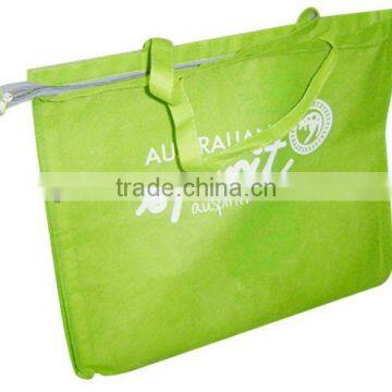 Green Reusable PP Non wovenShopping Bag with zipper