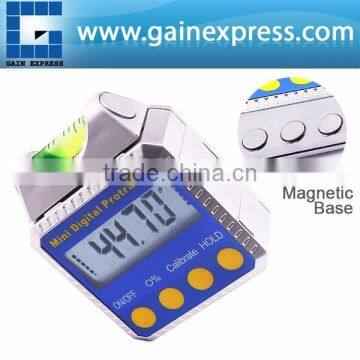 Digital Bevel Box / Inclinometer / Protractor with Spirit Level Built-in Magnetic Base & Always Upright LCD