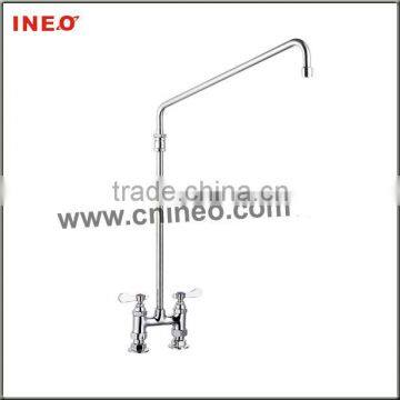 Deck Faucet With Elevated Swing Nozzle