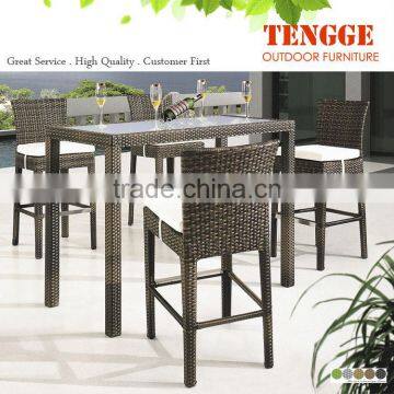 5 Pieces Synthetic Rattan Outdoor Bar Stool Set photo-4