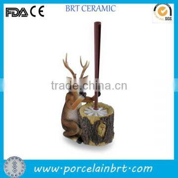 Funny reindeer design resin Toliet Brush Holder