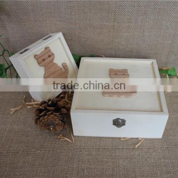 Square unfinished decor wooden toy box wholesale