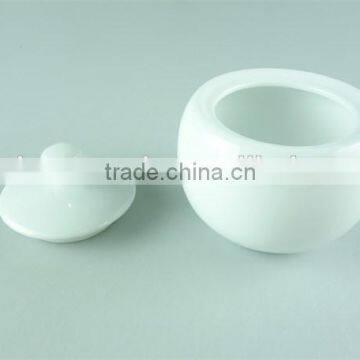 Cheap Ceramic Plain White Dinnerware Type Round Sugar Pot With Lid photo-2