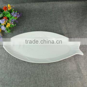 Hotel used fish dish cheap wholesale ceramic white dinner plate