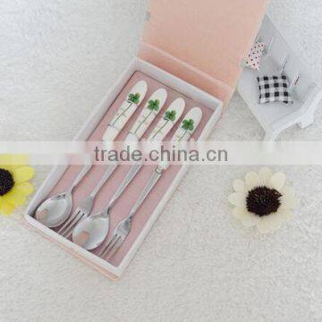 Ceramic Handle Stainless Steel Set Spoon and Fork Set photo-3