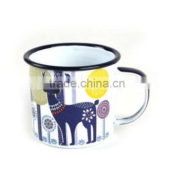 High Quality LFGB SGS FDA Nature Decal Fantastic Design Camping Customized Metal Enamel Mug photo-2