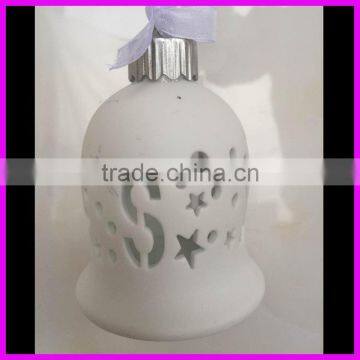 Ceramic Christmas Bell With LED Light Hollow Design for Home Decoration photo-2