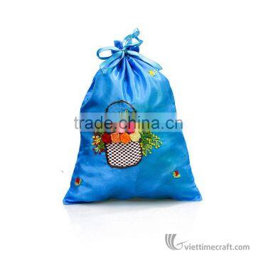 Hand Embroidered Drawstring Silk Bags, Handmade in Vietnam, Elegant Colour and Design photo-2