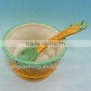 Cupcake Ceramic Bowl With Spoon