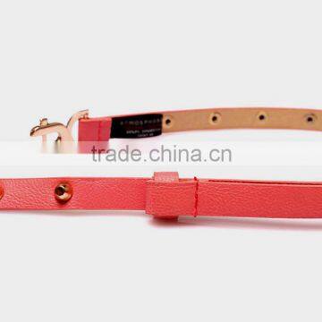 Fashion Rivets Decorated DU Buckle Sex Girl Thin Pink PU Waist Belt photo-6