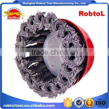 3" Steel Wire Cup Brush Wheel Twist Knot Crimped Bowl Disc Abrasive M10 Round Grinding Cheaning Brush photo-4
