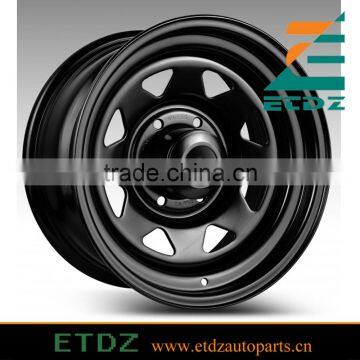 15X7 Eight spoke Terra Black With no Pin Steel Wheels for 4x4, SUV & Trailers