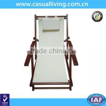 Outdoor Wooden 4 Level Adjustable Folding Recliner Chair