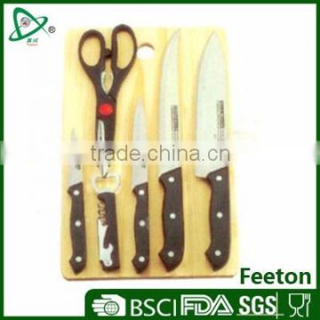 7pcs stainless steel knife set with wooden cutting board