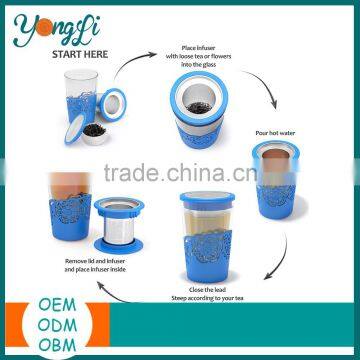Wholesale Borosilicate Glass Tea Cup Silicone Glass Tea Cup With Infuser photo-2