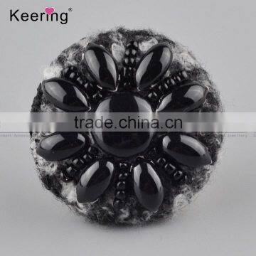 Hotsale black flower resin small size decorative buttons WBKA-289