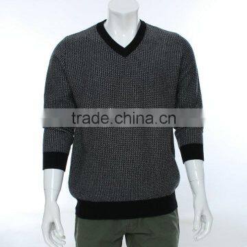 Houndstooth Pattern Jacquard Sweater Knitting Machine for V-neck Pullover Sweater ,jacquard Knitting Fabric for Men Sweater photo-3