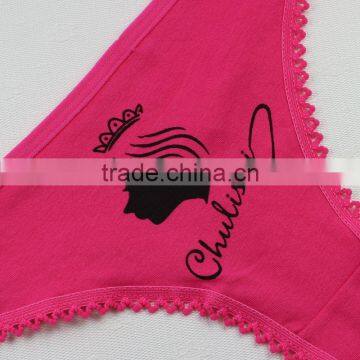 Stock Women Underwear Decorative Border Head Printing Bragas Thongs String Wholesale Cotton Women's Sey Panties Sey Underwear Br photo-6