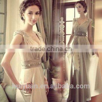 New Deep v Neck Full Length Beaded off Shoulder Bridal Wear photo-2