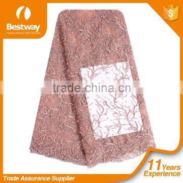 Ashy Grey 100% Polyester Beaded Frence Lace Fabric With Sequins FL1129-5 photo-5