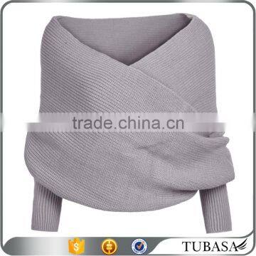 Custom new design long sleeve wrap fashion women sexy knit crop sweater 2016 one pieces
