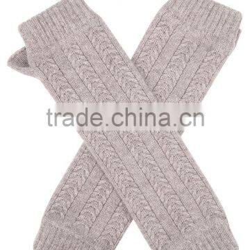 Cable Knit Long Cashmere Fingerless Gloves Lady Arm Warm Gloves photo-3